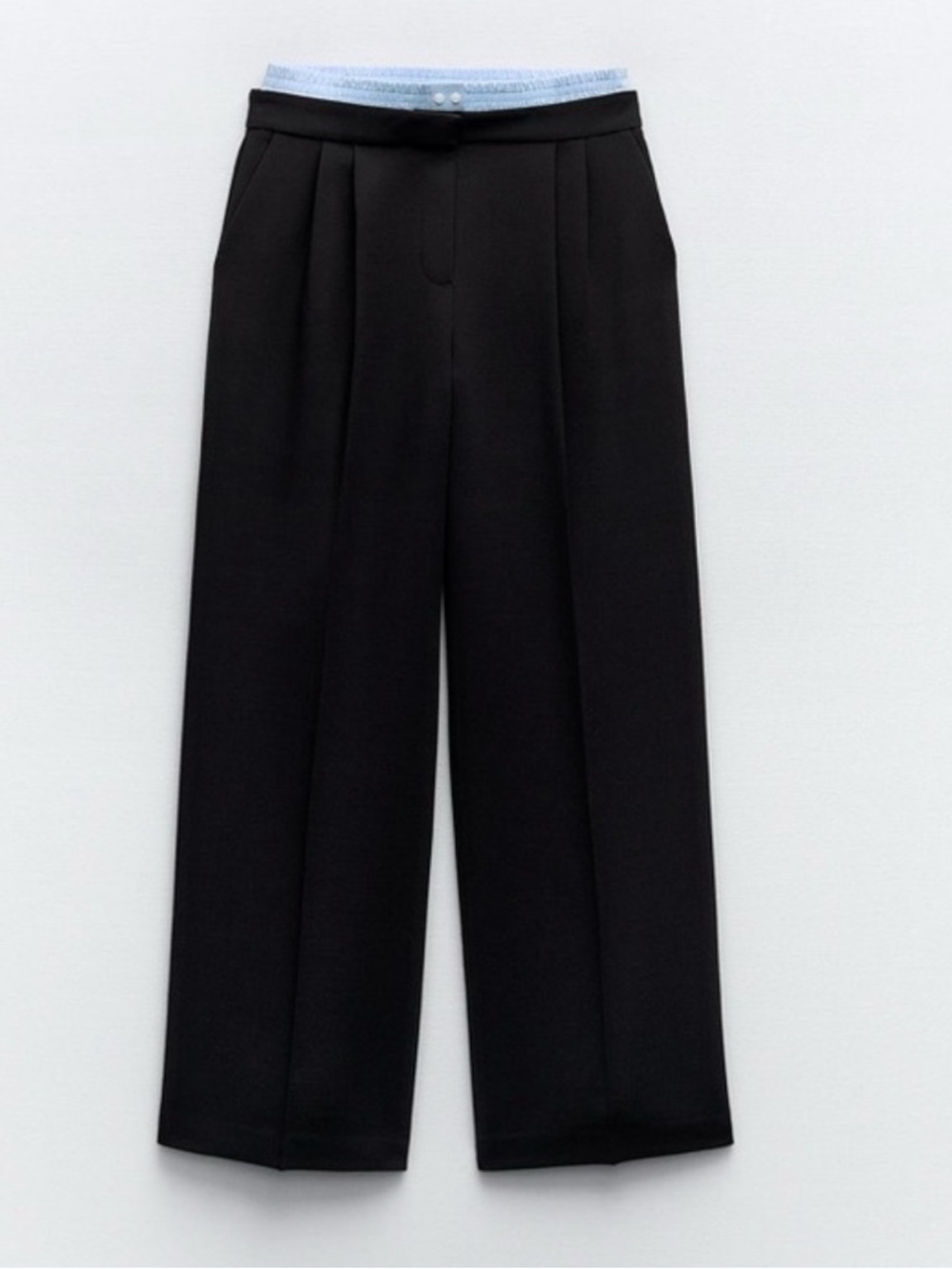 ZARA CONTRASTING DOUBLE WAISTBAND PANTS SIZE M NWT